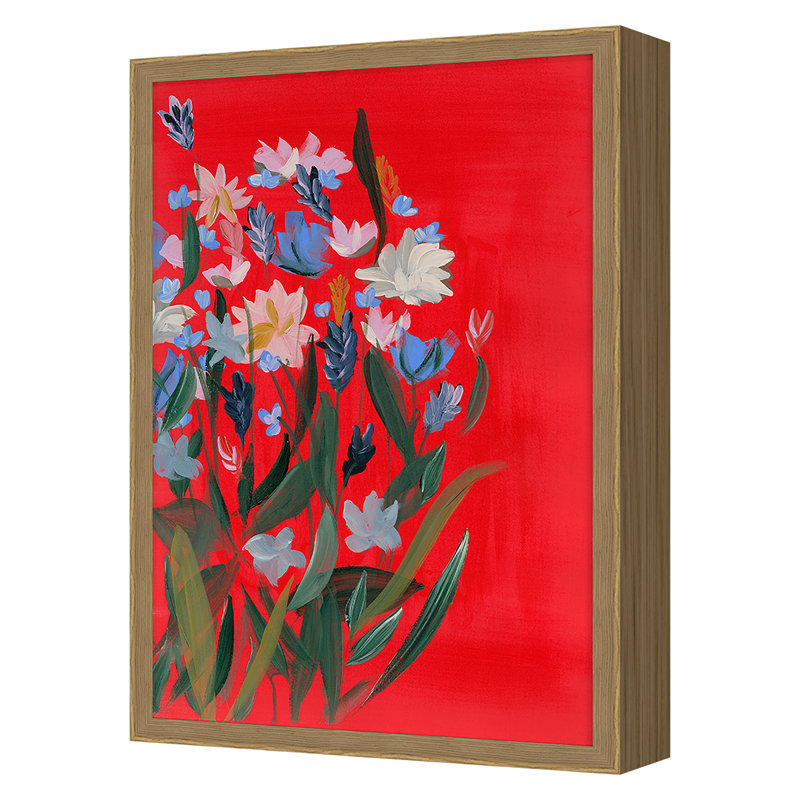 Meadow 6 Print by Jo Stearns, 24" H x 17" W x 2.38" D, Oak