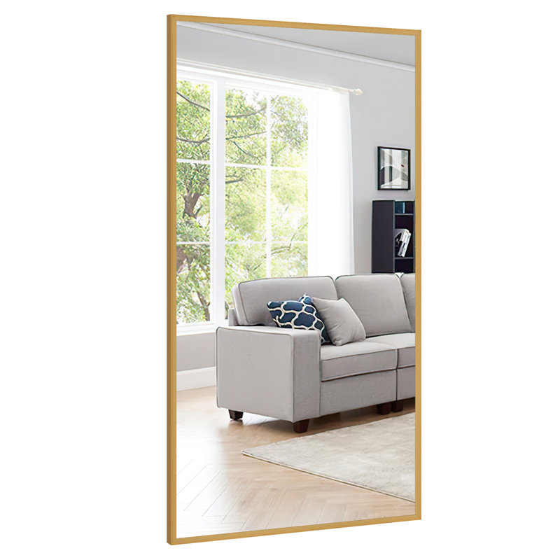 Talma Wood Flat Mirror, 59" H x 36" W, Gold