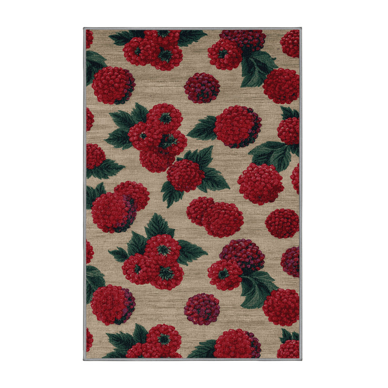  Tapis lavable avec baies arbutus, Rectangulaire 2 pi x 3 pi