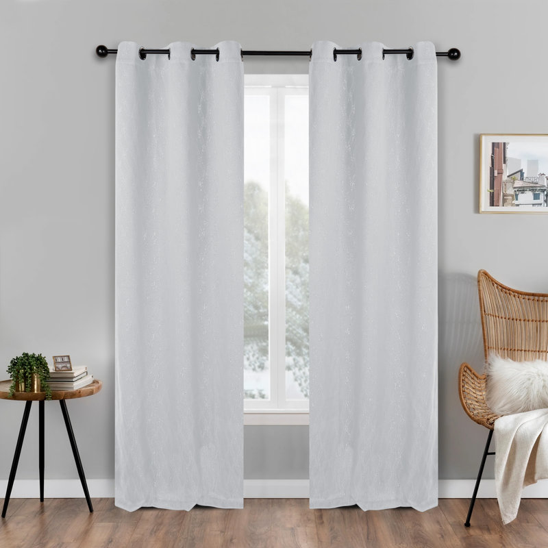 Paire de rideaux obscurcissants en polyester à texture moderne Vedder, Platinum, l 42 po x L 84 po
