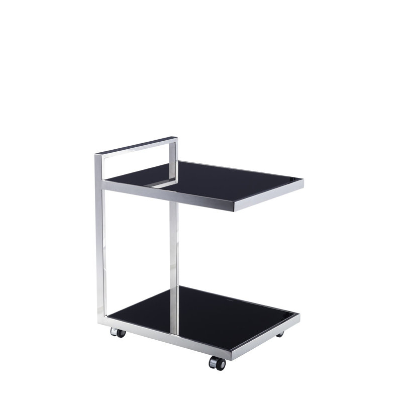 Chariot-bar Luxe en verre et acier inoxydable