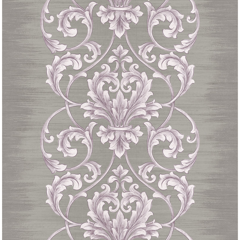 Papier peint à rayures ombrées Seabrook Designs, Fumée / lavande