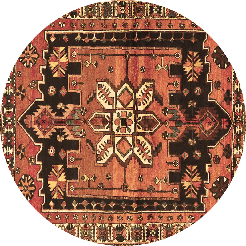 Tapis brun lavable à la machine Maksym Traditional 4206, Rond 7 pi
