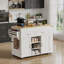 Extendable Kitchen Island With Power Outlet, Rolling Mobile Kitchen Cart With Storage | Includes Drawers, Cabinet, Spice Rack, Towel Rack, Locking Casters