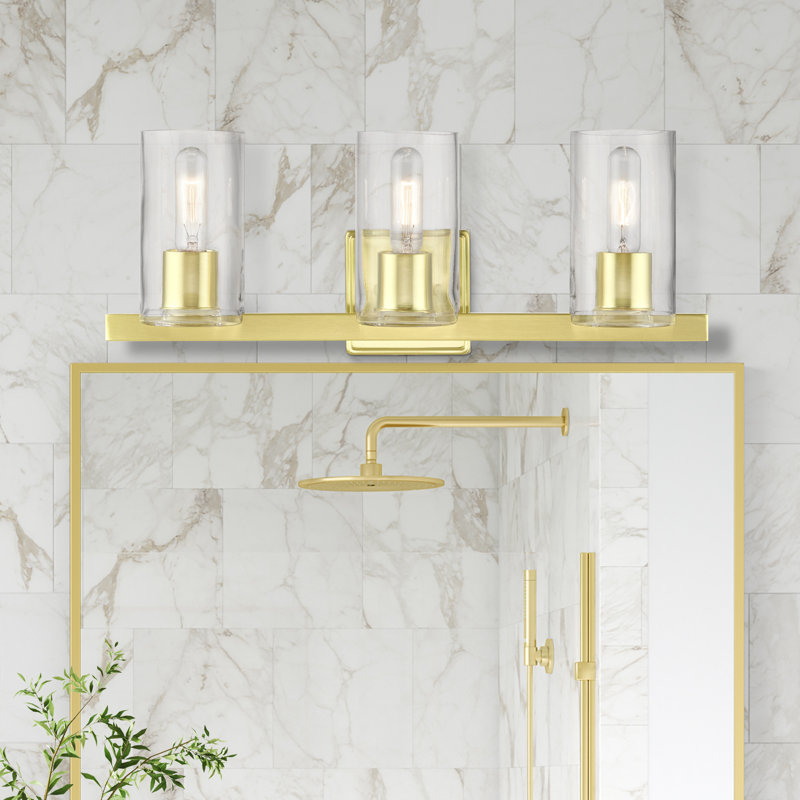 Éclairage pour salle de bain 3 lumières à intensité variable, Laiton satiné