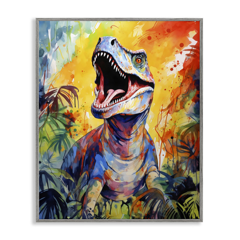 Giclée encadrée T-Rex Fierce Roaring, design by Creative Studio, Estampe numérique Farmhouse, H 14 po x l 11 po