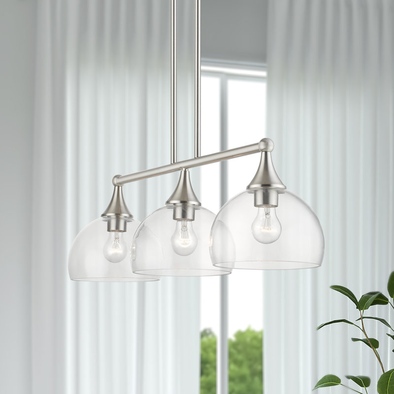 Virden 3 - Light Dimmable Kitchen Island Geometric Chandelier, Brushed Nickel