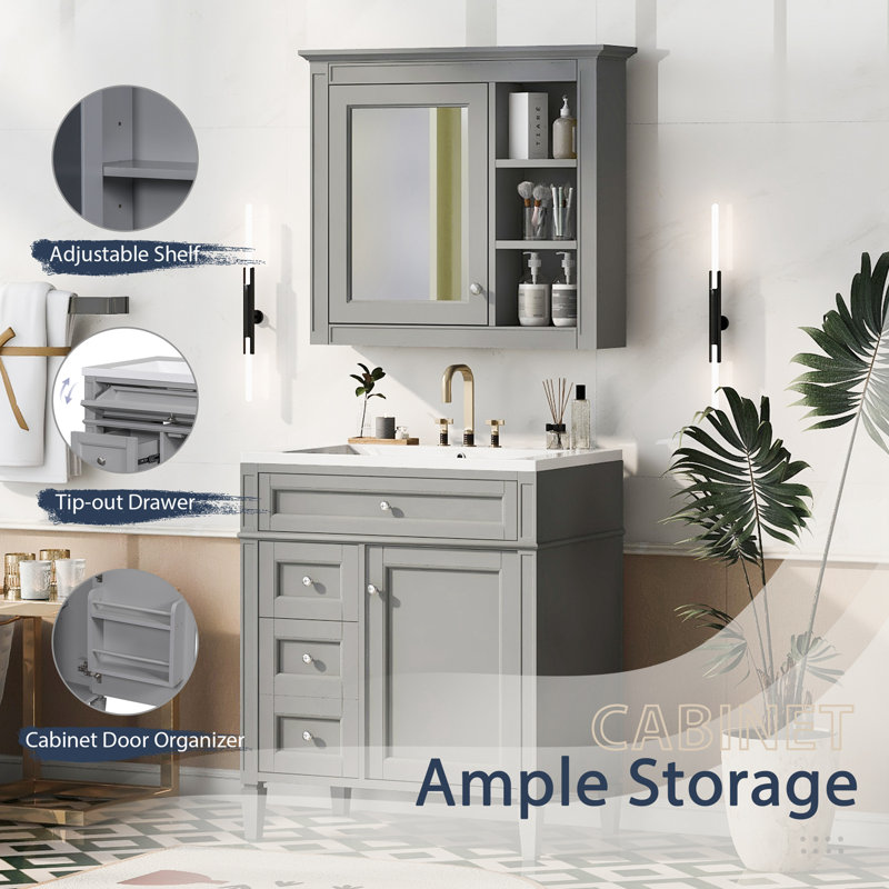 Armoire de salle de bain Tenara, Gris