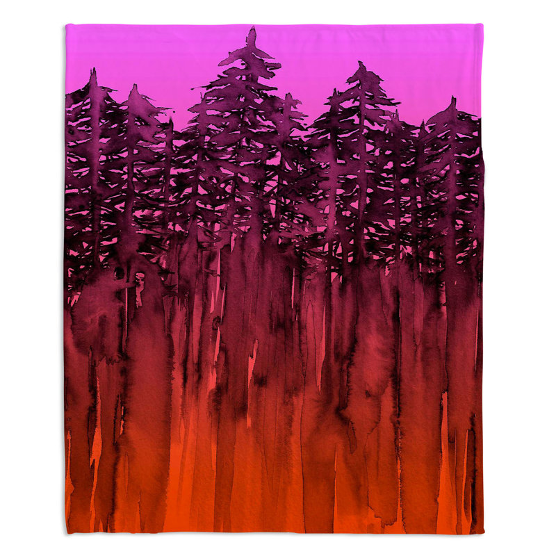 Couverture orange sherpa doux rose de forêt, l 68 po x L 80 po