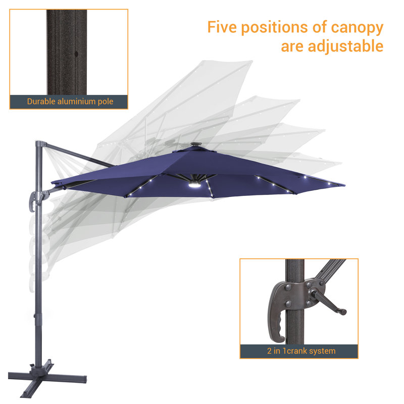 Parasol en porte-à-faux 132,1 po Sabnam, Bleu marine