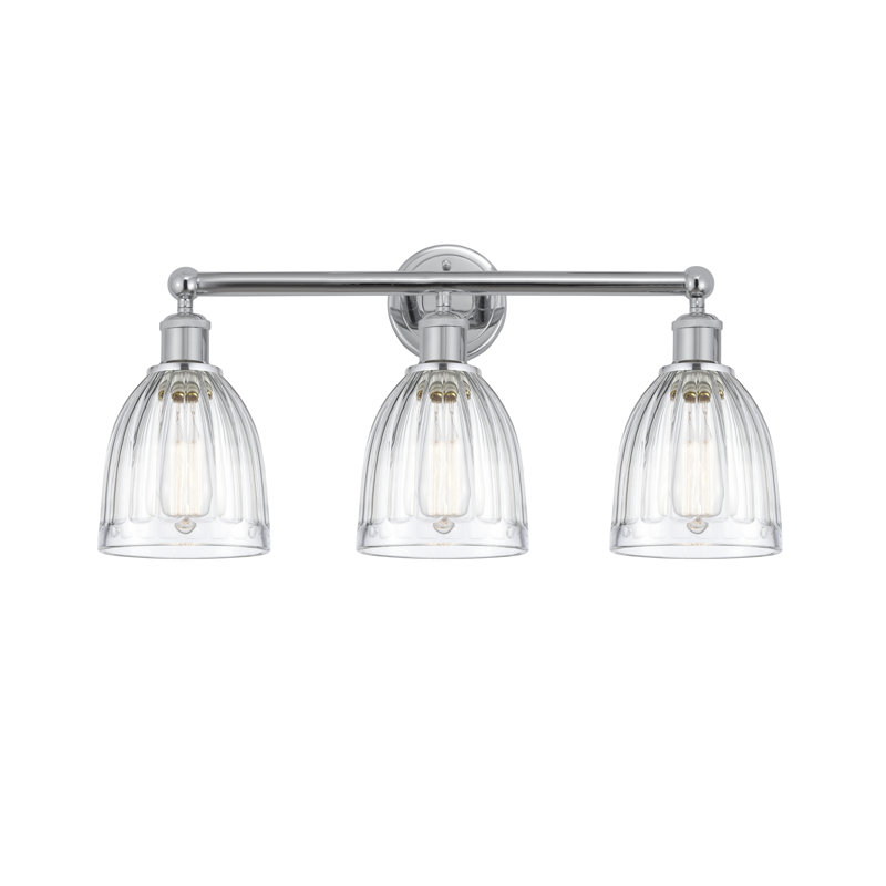 Éclairage pour meuble-lavabo de salle de bain 3 lumières 23,75 pouces Radegonde, Transparent, Chrome poli