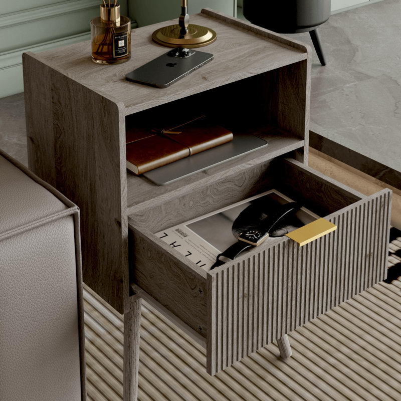Table de chevet ouverte de style moderne, Chêne gris