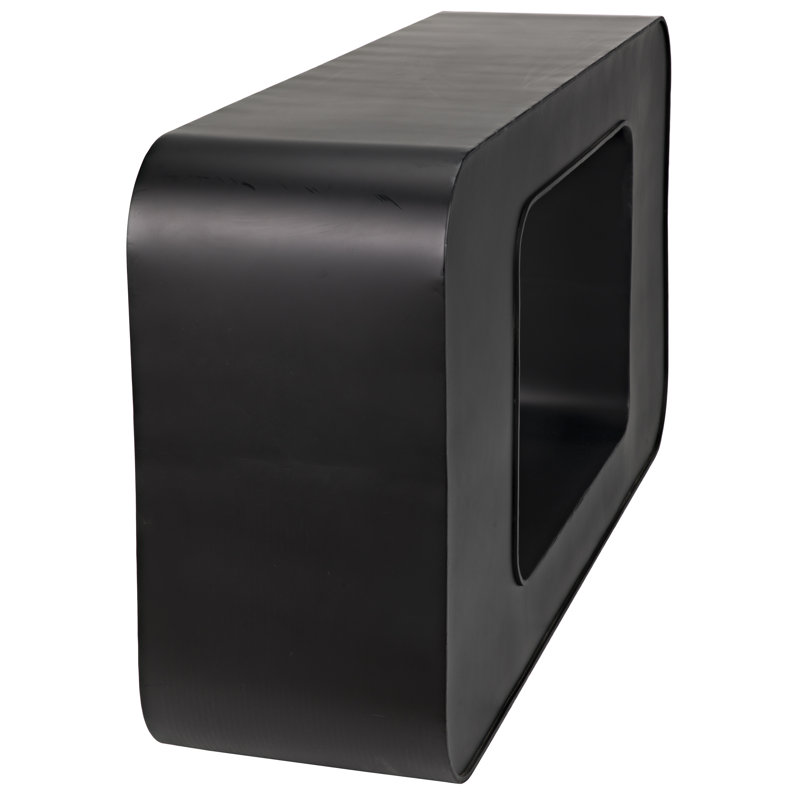 Noir Shylock 60'' Black Steel and Wood Console Table
