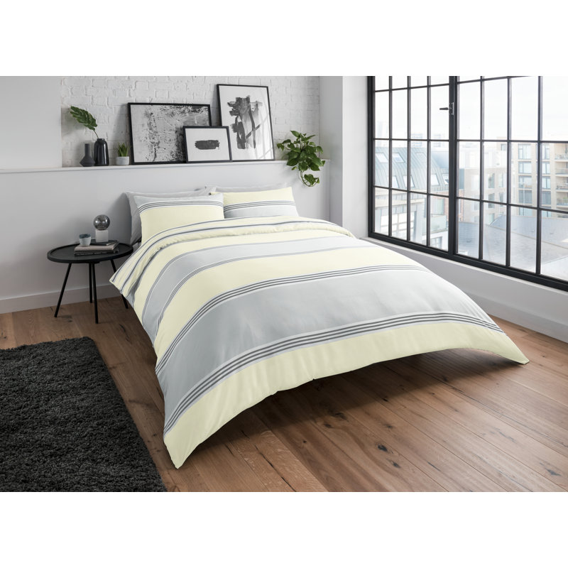 Lecroy Polyester Striped Duvet Cover Set with Pillowcases Included, Single - 1 Standard Pillowcase, Teal