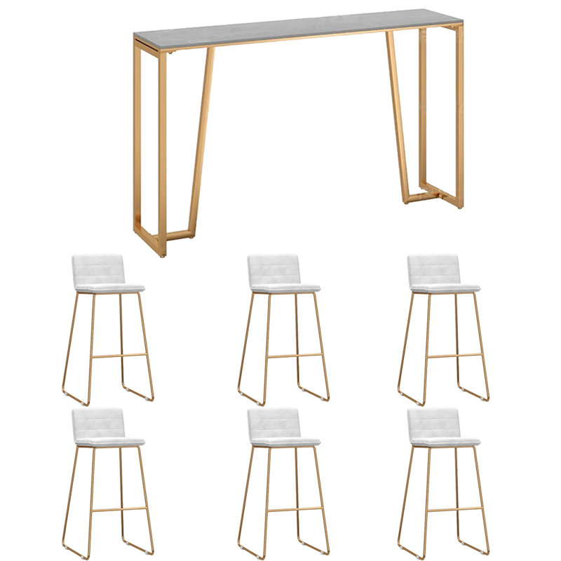 Tabourets et tables de luxe et luxueux, H 41,3 po x L 70,8 po x l 15,7 po, Gris/doré, Blanc