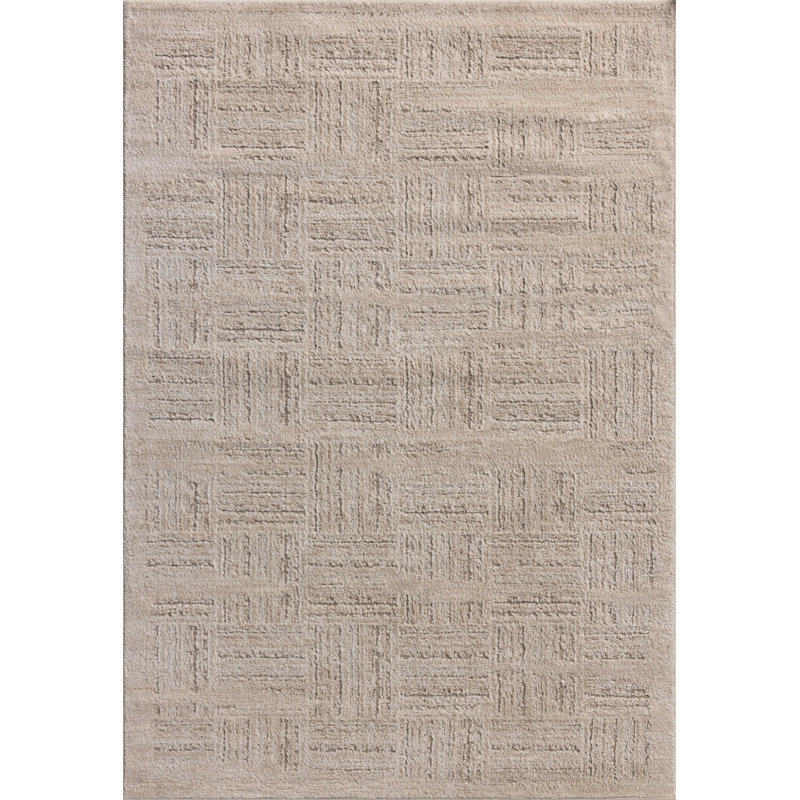 Amber Lewis Ivory Taupe Abstract Wool Area Rug 7'10" x 10'