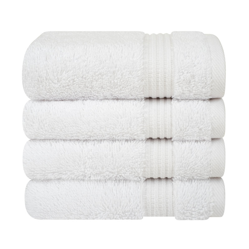 Ensemble de débarbouillettes 100% coton turque, 4 pièces de chiffon doux et absorbant, Blanc