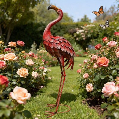 Orine 34.3“ Metal Standing Flamingo Garden Statue