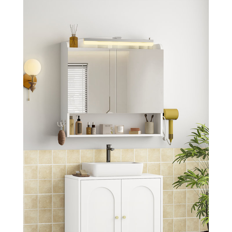 W H Medicine Cabinet Mirror, White
