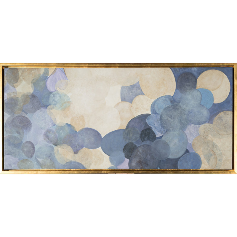 Blue Dots Print, 27" H x 61" W x 2" D, Light Blue, Gold