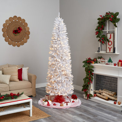 Sapin de Noël cachemire blanc avec lumières DEL