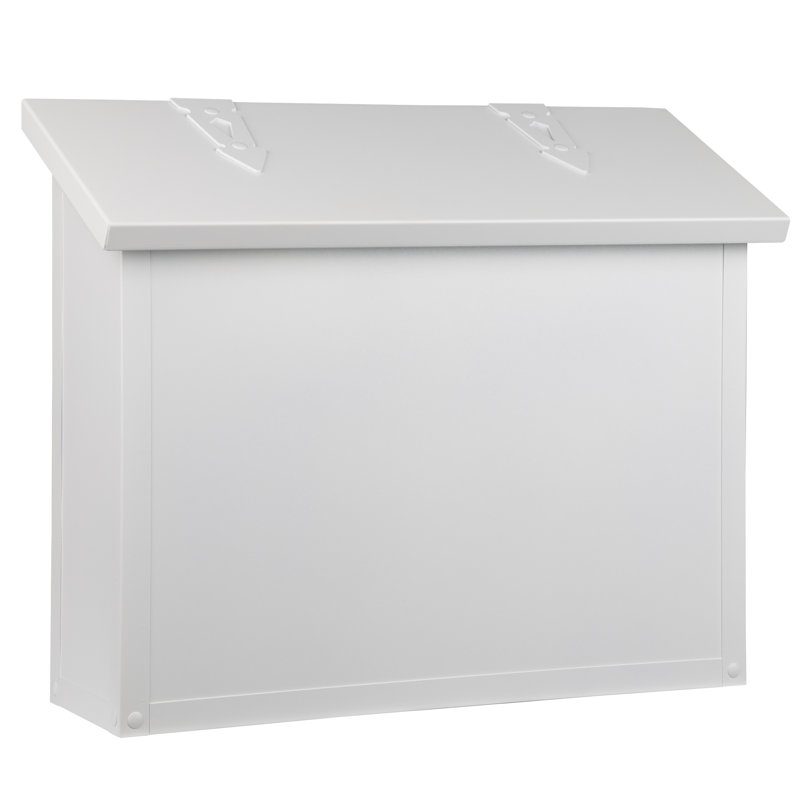 Monarch Metal Wall Mounted Mailbox, Satin White