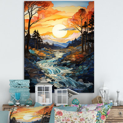 Wind Turbines Sunrise Valley sur impression sur toile
