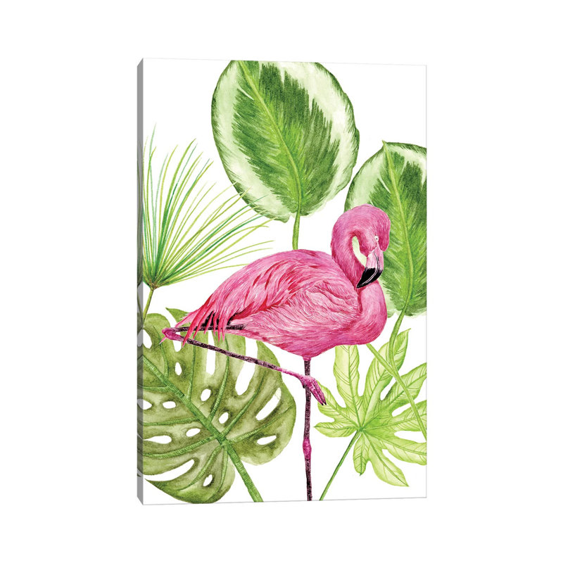 Tropical Flamingo II by Melissa Wang - Wrapped Canvas Painting, 101.6cm H x 66.04cm W x 1.91cm D
