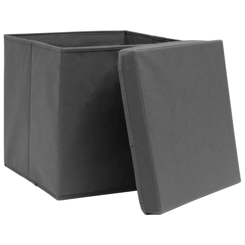 Rebrilliant Fabric Decorative Bin, Grey, 28cm H x 28cm W x 28cm D