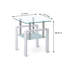 Table de bout en verre trempé blanc, petite table avec rangement à 2 couches, table d'appoint de salon