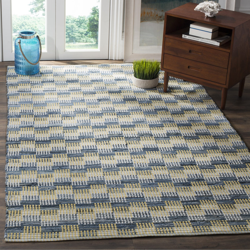 Alberta Hand Woven Cotton Abstract Rug, Rectangle 6' x 9'