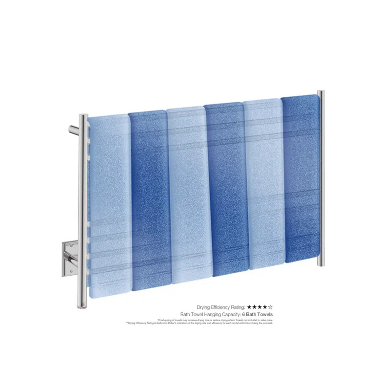 Natural 7 Double Wall Mounted Towel Rack, 23" H x 43.75" L x 4.5" D, Polished Stainless Steel