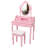 Princess Vanity Desk Set with 360° Rotating Mirror, 4-Drawer Wooden Makeup Table for Room, Ample Storage and Comfortable Stool-879545231