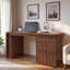 Bureau moderne en forme de L avec 3 tiroirs et bureau pivotant à 360 ° en bois