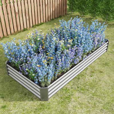 Metal Garden Raised Bed - 11.88 In. Height X 88.78 Depth Rust Coating, Long-Lasting Silver Flower 2.17 Package , Space