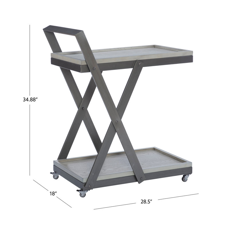 Rustic Multi-Tray Bar Cart, Gray