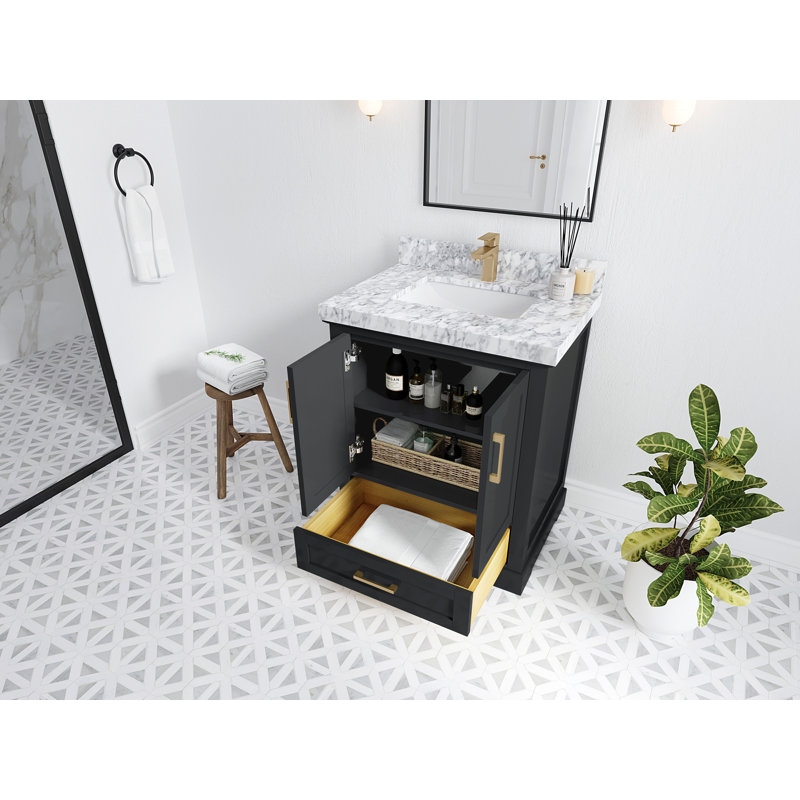 Boston 30 po X P 22 po D Meuble-lavabo simple en fer forgé avec 2 quartz, Venatino