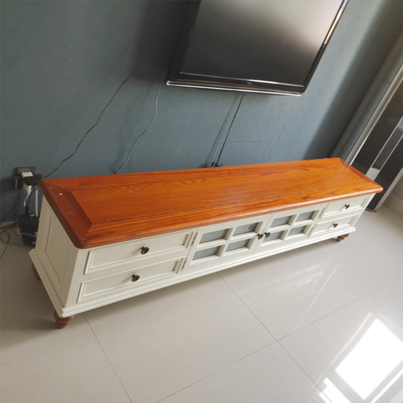Meuble télé minimaliste en bois massif, 70.87"