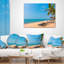 Coussin imprimé plage bleue avec palmiers-30728207-30728211
