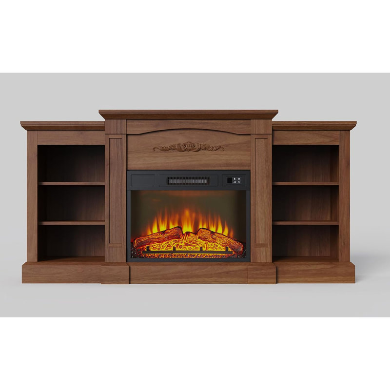 Foyer électrique 67 "avec manteau de cheminée et armoires, meuble télé avec foyer pour téléviseur