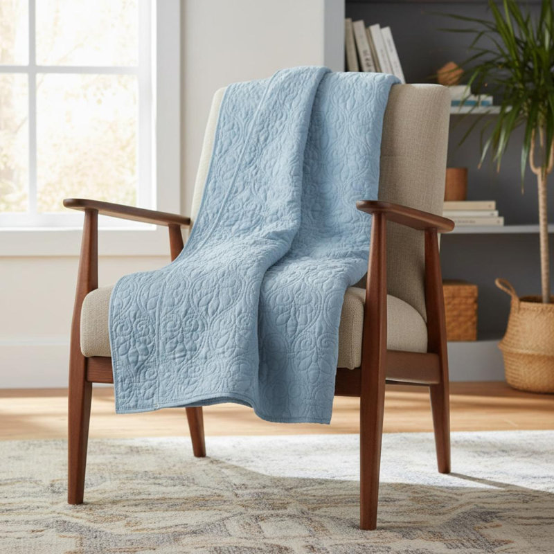 Oversized Quilted Throw Blue 60x70"