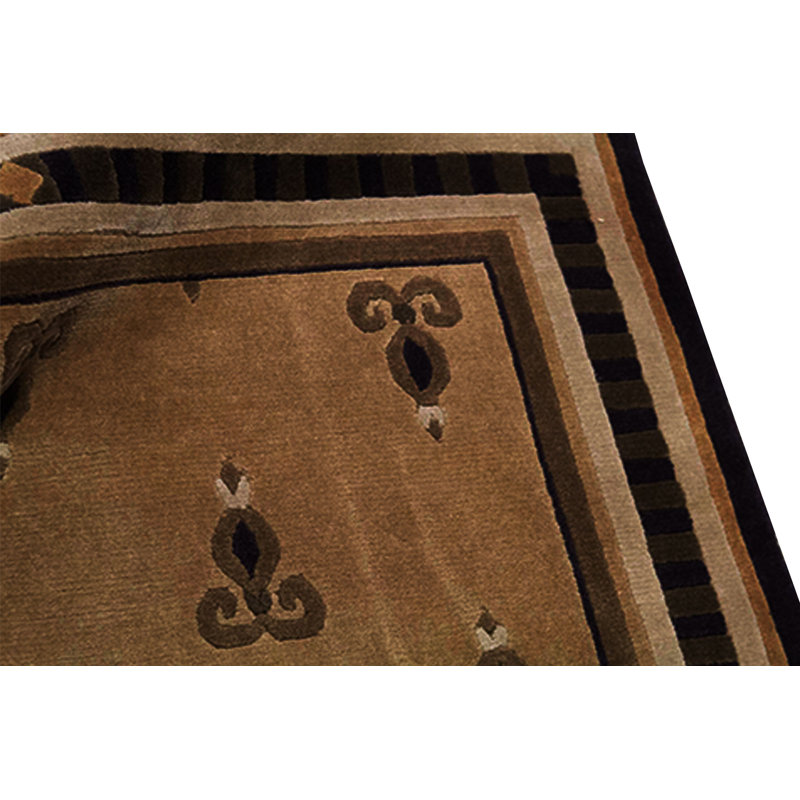 Hand-Knotted High-Quality Beige and Black Area Rug