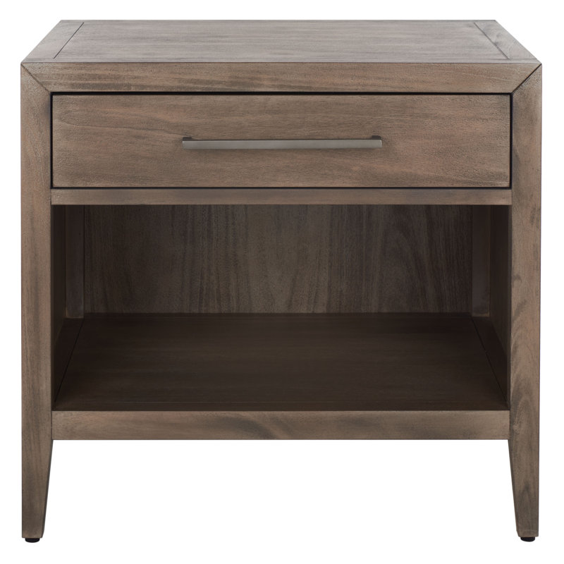 Pama 1 - Drawer Solid Wood Nightstand, Ash Brown