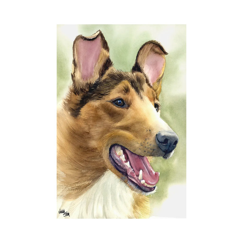 Woof To Watch Smooth Coat Collie by Judith Stein - Wrapped Canvas Gallery-Wrapped Canvas Giclée, 12cm H x 8cm W