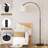 Arc Floor Lamp 75" with Remote Control, Dimmable & 3 Color Temperatures, Memory Function, Arched Standing Lamp with Linen Shade, LED Bulb Included & Cast Iron Base for Living Room Bedroom-2054714222