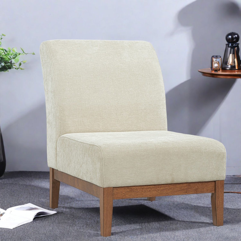 Chaises d'appoint modernes, structure en bois beige, fauteuil de chambre compact pour la maison