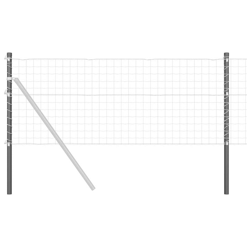 Fence Posts 12 Pcs Powder-Coated Steel, 70cm H x 3.2cm W x 3.2cm D, Grey