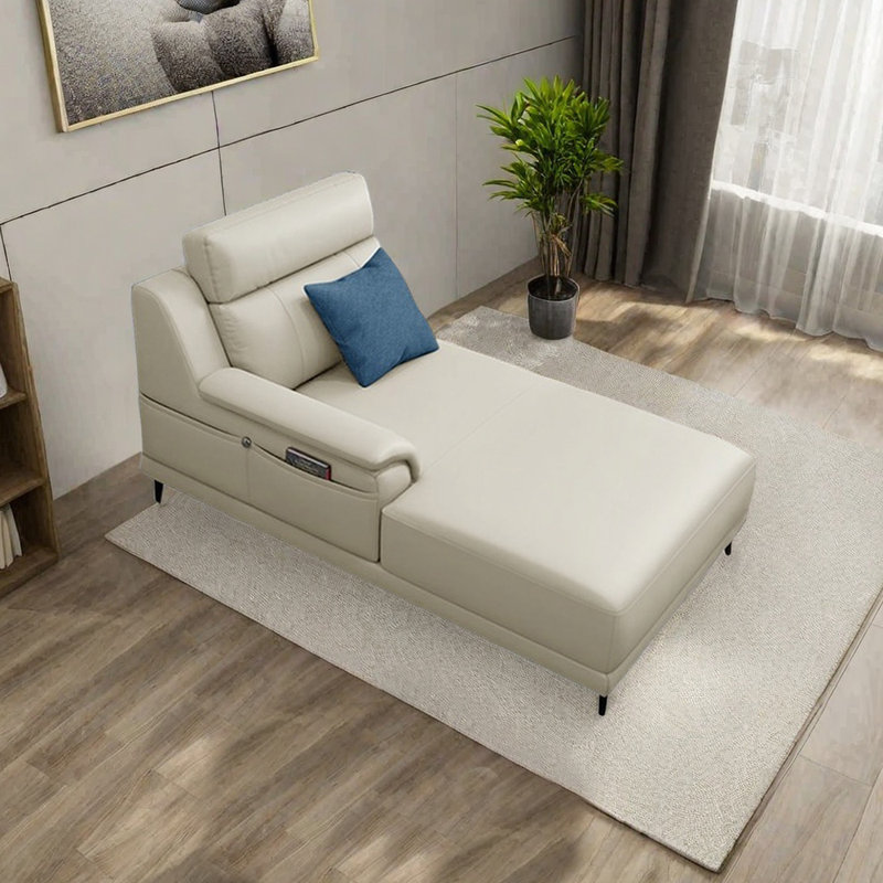 Fauteuil inclinable en similicuir à haute élasticité, Orienté à droite, Beige