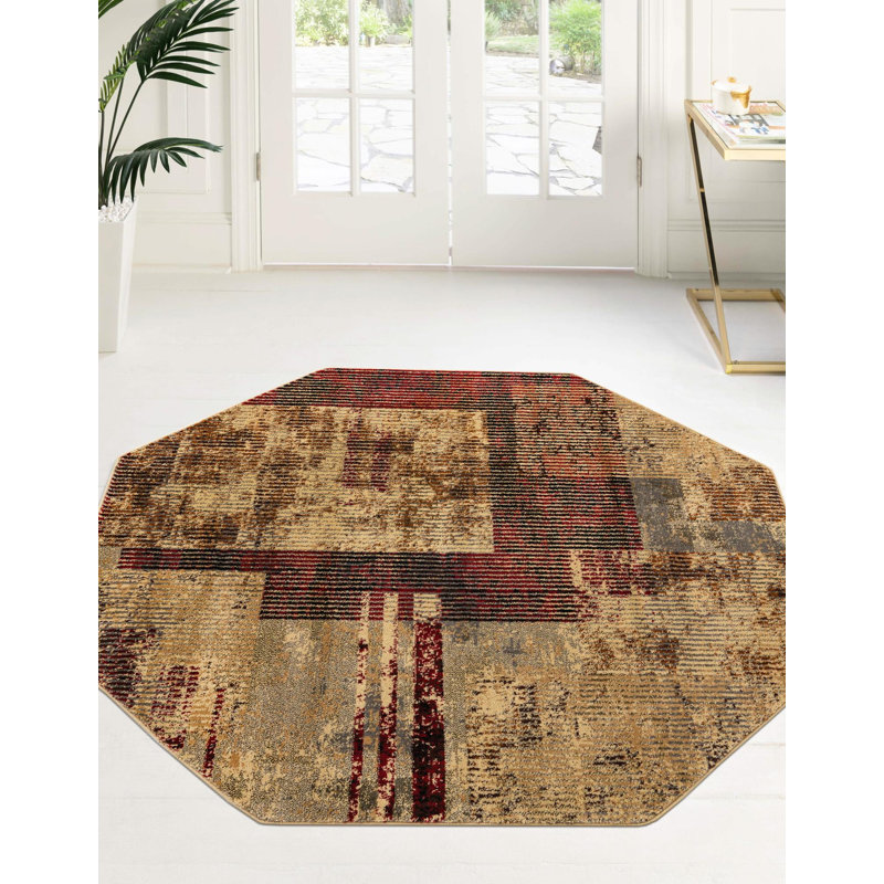 Knowle Abstract Indoor Rug, Octagon 3'3" x 3'3"