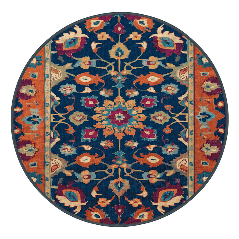 Machine Washable Tabriz Gray Area Rug, Round 3'
